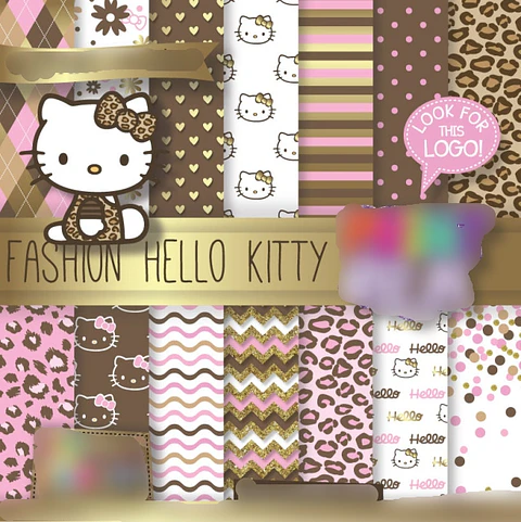 Kit Digital Papeis Hello Kitty