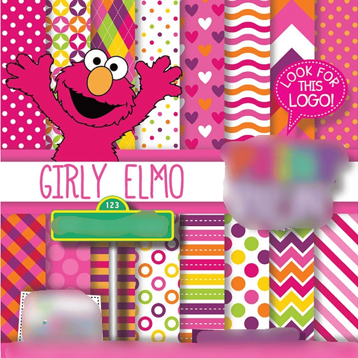 Kit Digital Papeis Girly Elmo  1