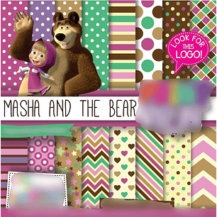 Kit Digital Papeis Masha e O Urso 
