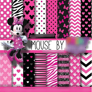 Kit Digital Papeis Minnie Mouse 