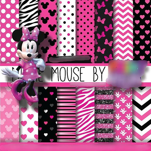 Kit Digital Papeis Minnie Mouse 