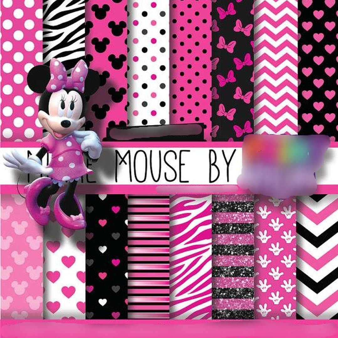 Kit Digital Papeis Minnie Mouse  1