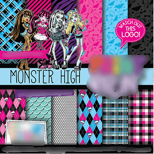 Kit Digital Papeis Monster High 