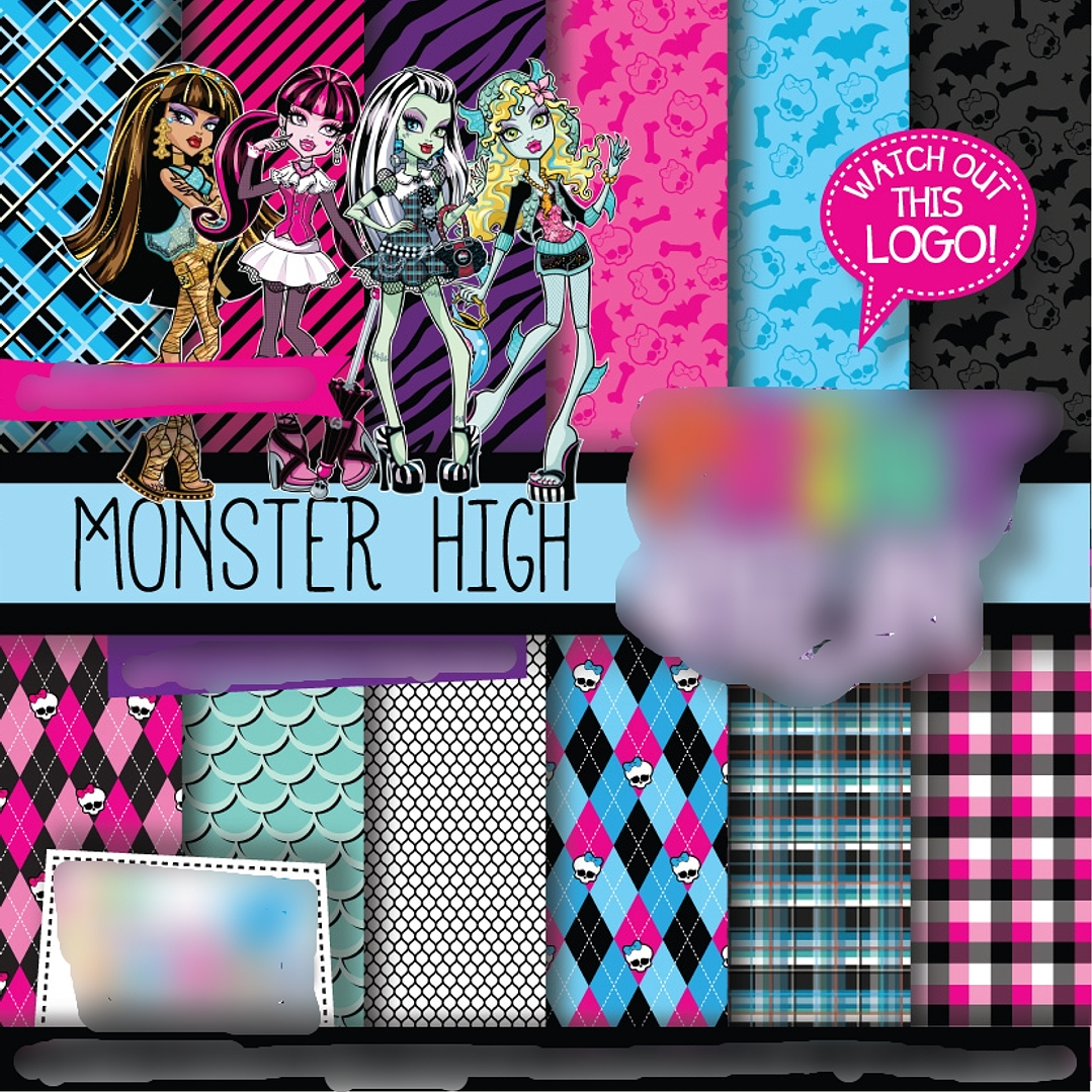 Kit Digital Papeis Monster High  1