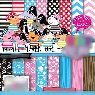 Kit Digital Papeis Peppa Pirata 