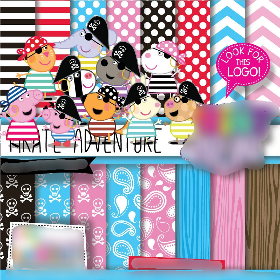 Kit Digital Papeis Peppa Pirata  1