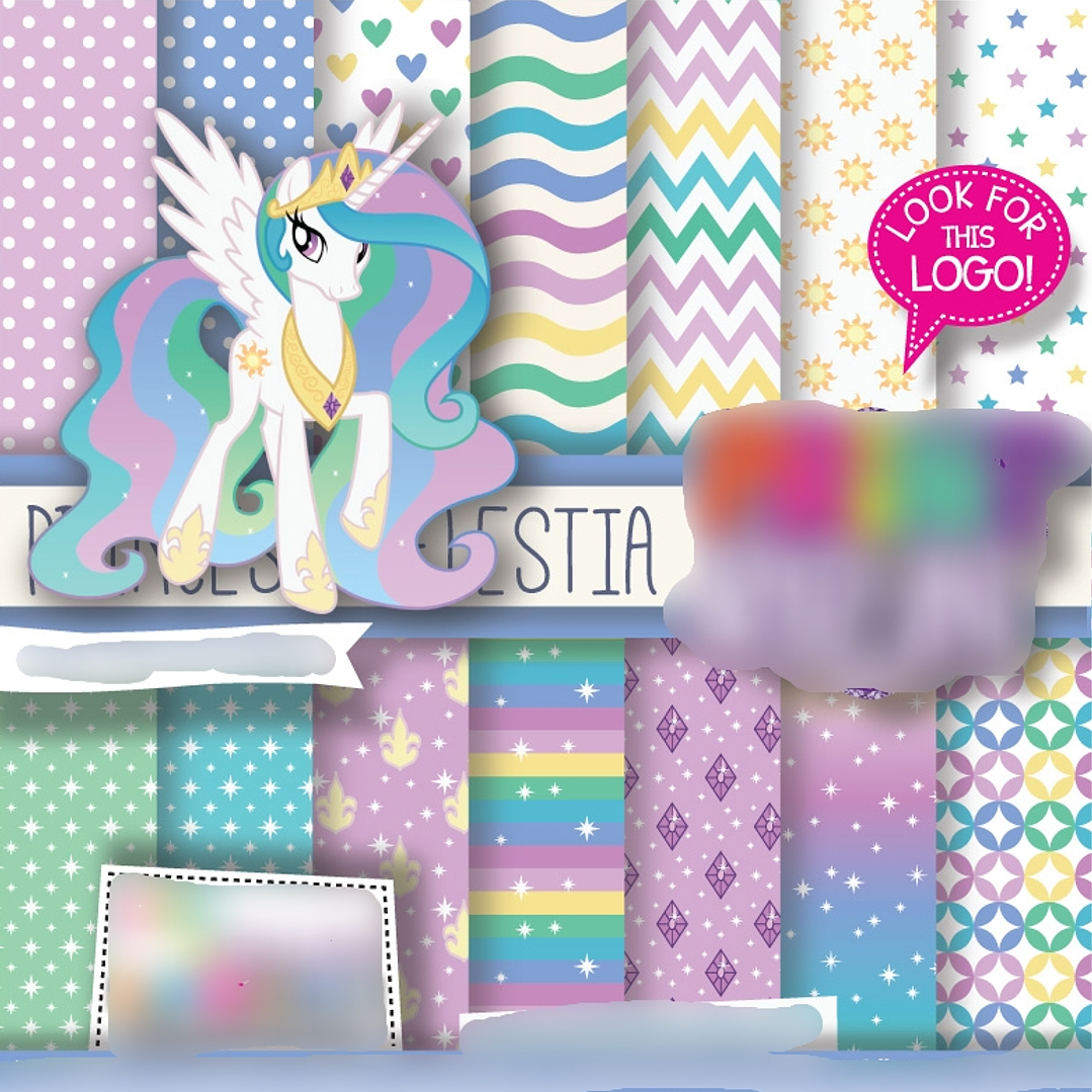 Kit Digital Papeis Princesa Celestia Unicornio  1