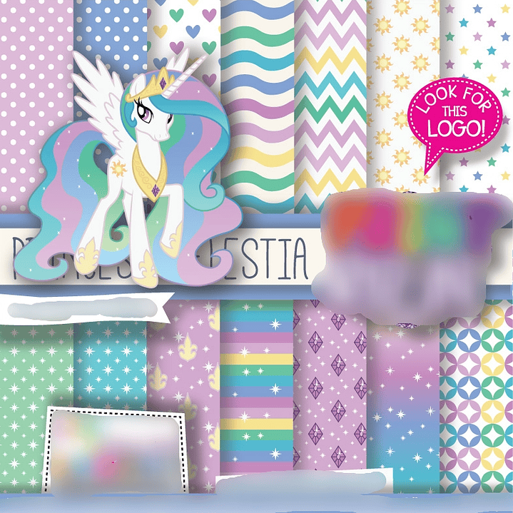 Kit Digital Papeis Princesa Celestia Unicornio  1