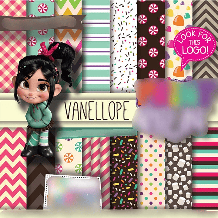 Kit Digital Papeis Vanellope 1