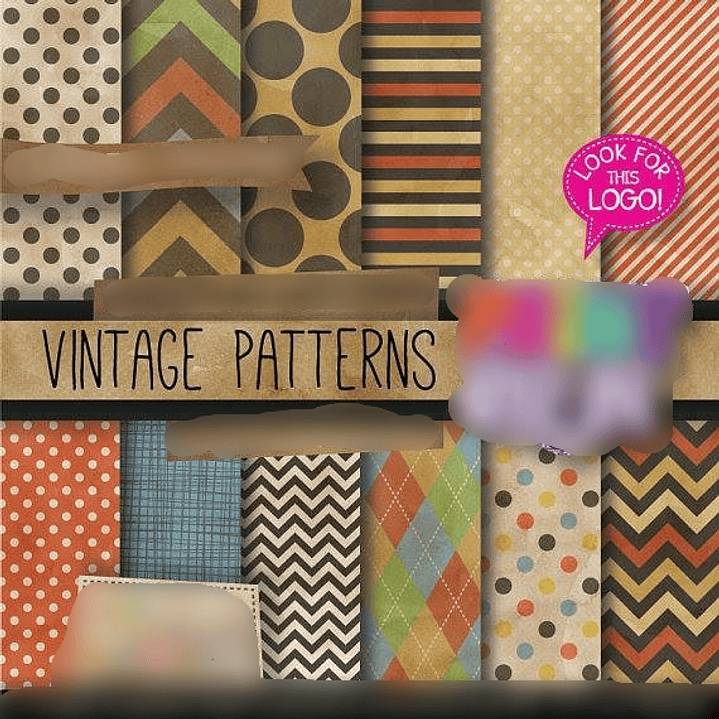 Kit Digital Papeis Vintage Patterns  1