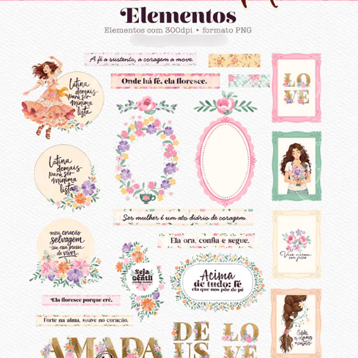 Arquivo Dia da Mulher Flor de Maria - Combo Ilustrações  8