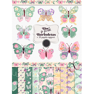 Kit Digital Dia da Mulher Flor de Maria - Papéis Borboletas