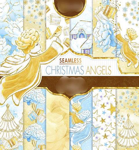 Kit Digital Papeis Anjo de Natal 