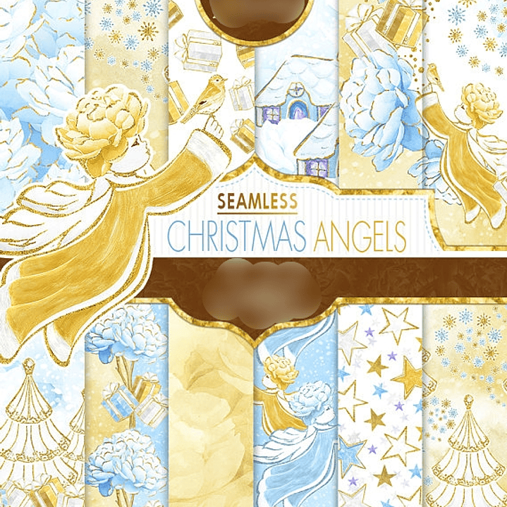 Kit Digital Papeis Anjo de Natal  1