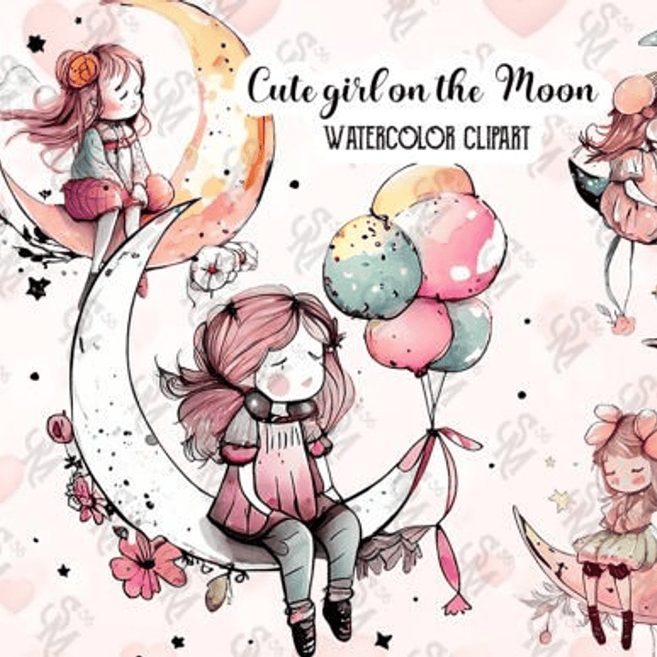 Kit Digital Menina na Lua  1