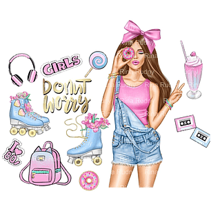 Kit Digital Menina Descolada Patinadora Donut 