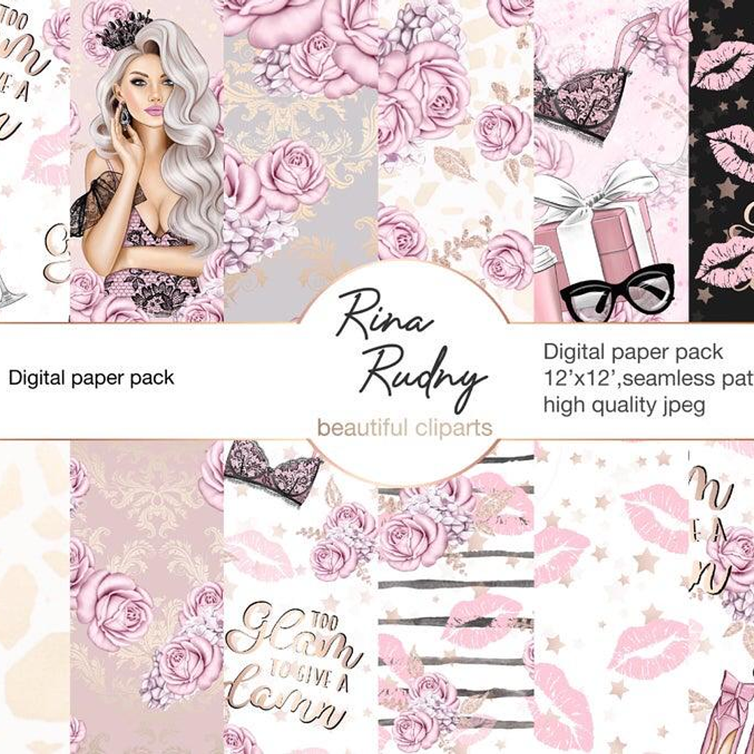 Kit Digital Papeis Glamourosa 1