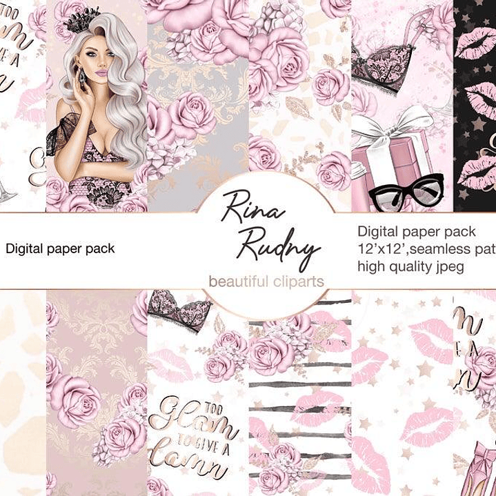 Kit Digital Papeis Glamourosa 1
