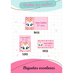 Arquivo Etiqueta Escolar Gata Princesa 