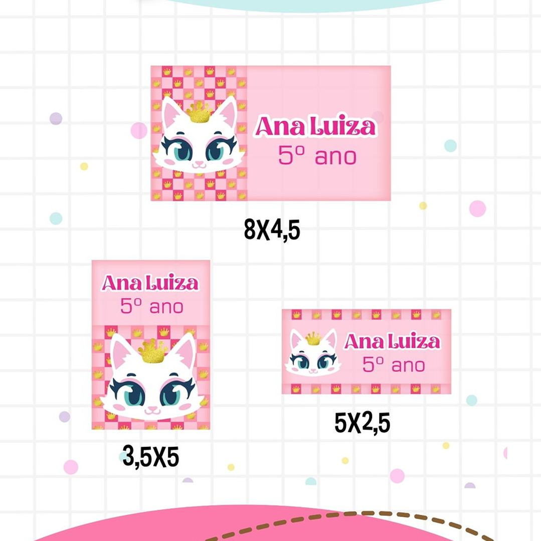 Arquivo Etiqueta Escolar Gata Princesa  1