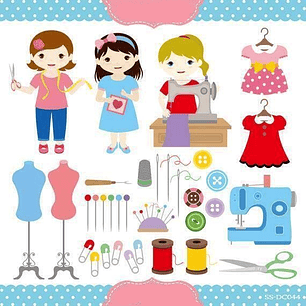 Kit Digital Meninas Costureiras 
