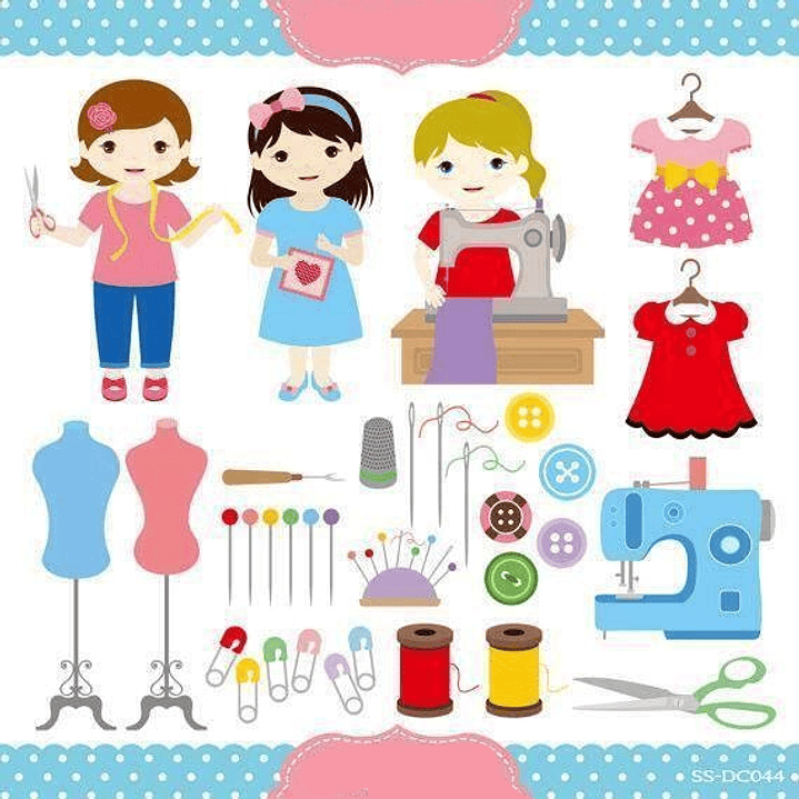 Kit Digital Meninas Costureiras  1