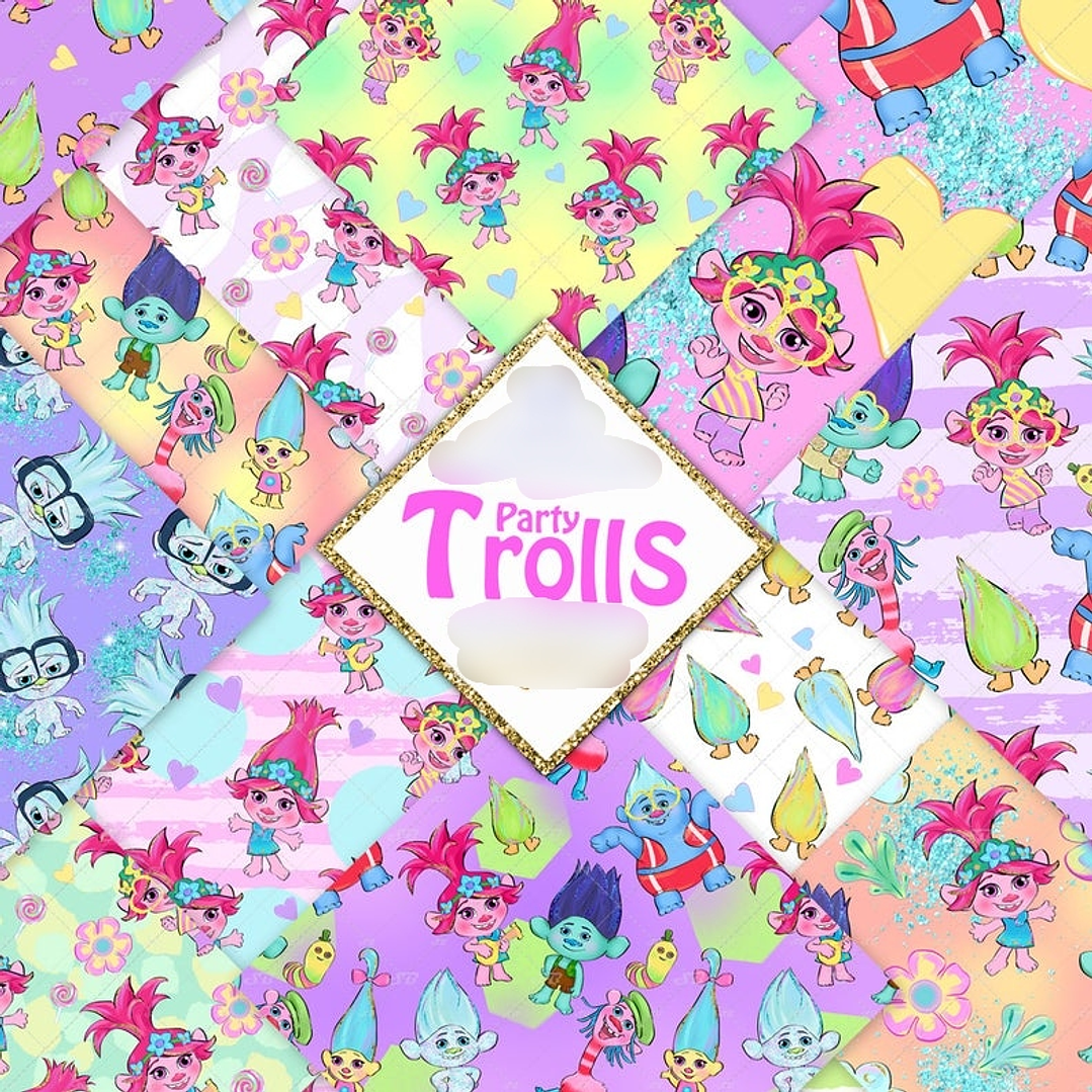 Kit Digital Papeis Party Trolls 1
