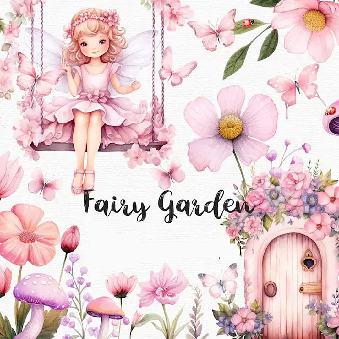 Kit Digital Fadinha Jardim Rosa  1