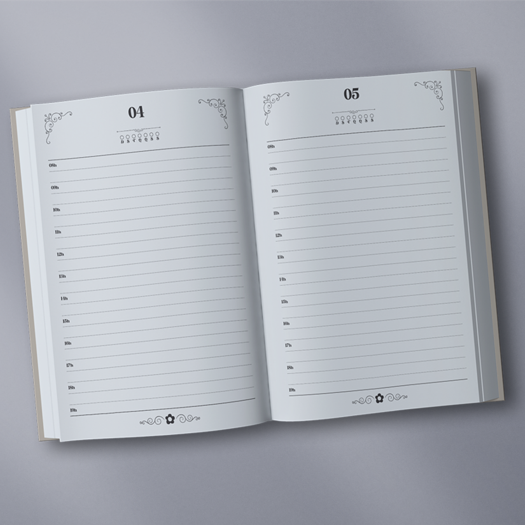 Arquivo Agenda Permanente Preto e Branco Costura  2