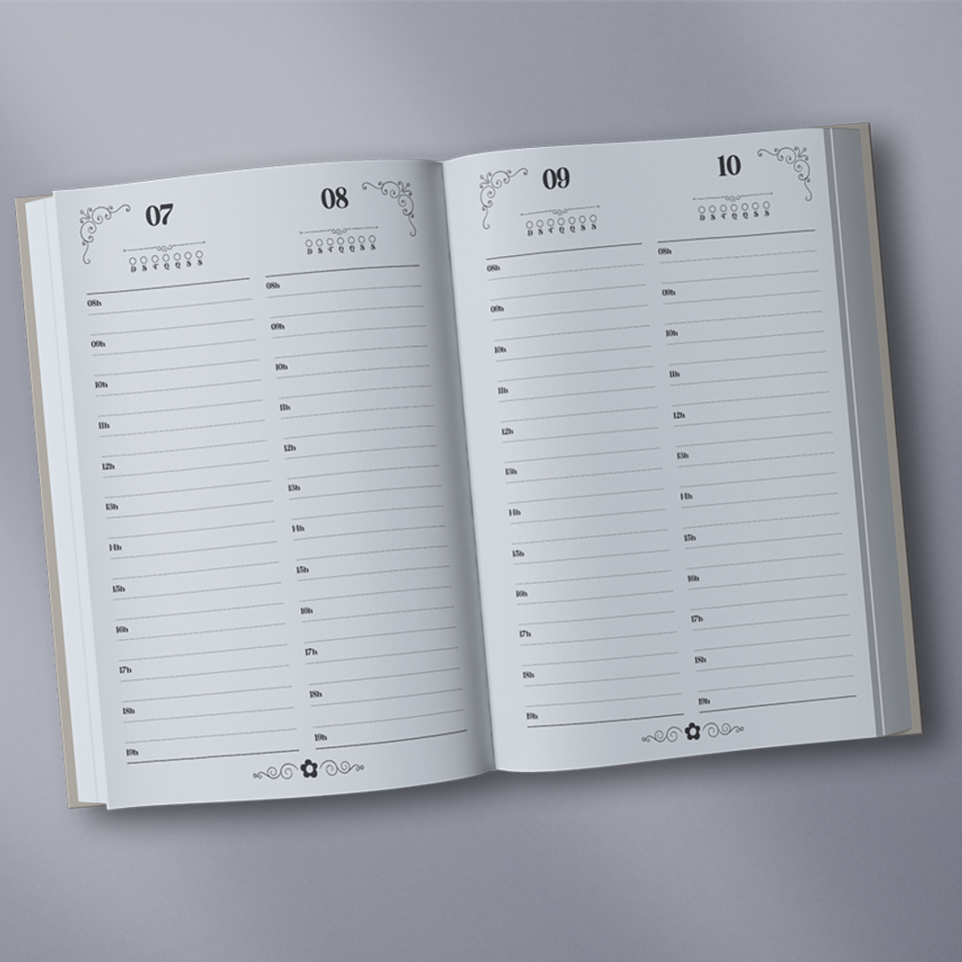 Arquivo Agenda Permanente Preto e Branco Costura  3