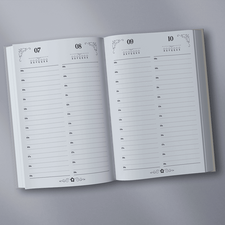 Arquivo Agenda Permanente Preto e Branco Costura  3