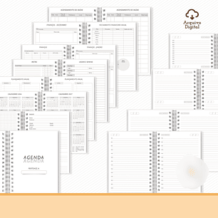Arquivo Agenda Neutra Não Datada 1 e 2 Dias por Página - 3 Cores 