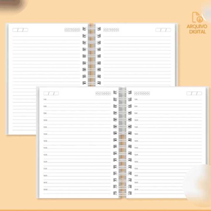 Arquivo Agenda Neutra Não Datada 1 e 2 Dias por Página - 3 Cores  3
