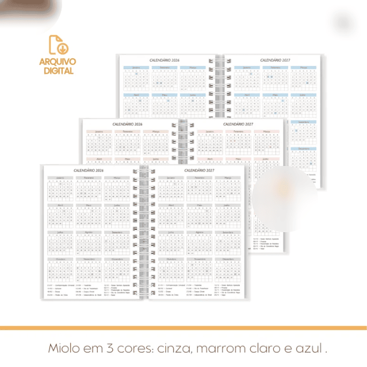 Arquivo Agenda Neutra Não Datada 1 e 2 Dias por Página - 3 Cores  4