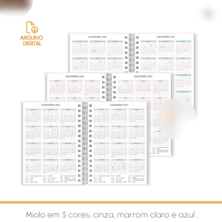 Arquivo Agenda Neutra Não Datada 1 e 2 Dias por Página - 3 Cores  5