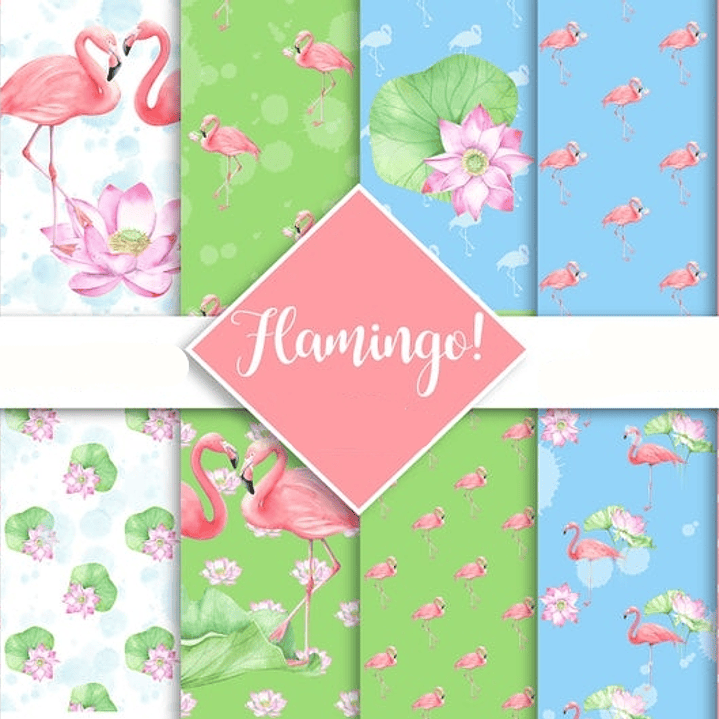 Kit Digital Papeis Flamingo  1