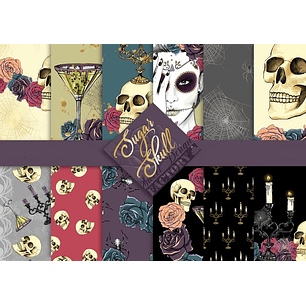 Kit Digital Papeis Caveira 