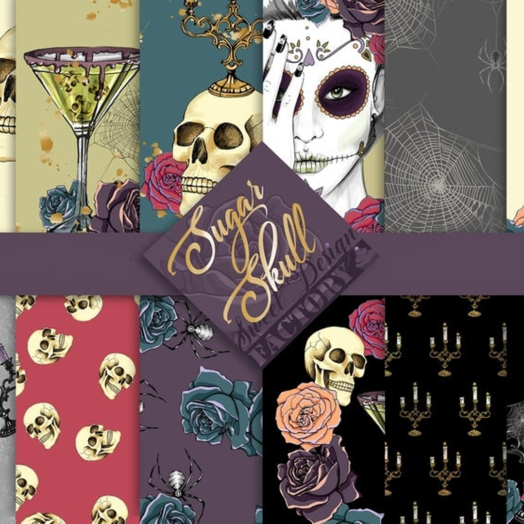 Kit Digital Papeis Caveira  1