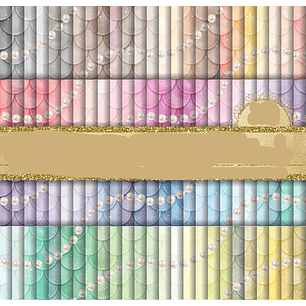 Kit Digital Papeis Perola Escama de Sereia 