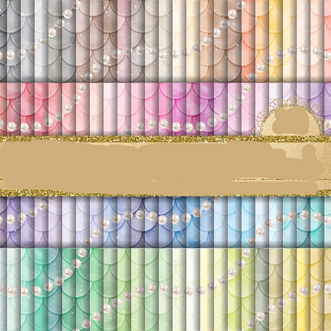 Kit Digital Papeis Perola Escama de Sereia  1