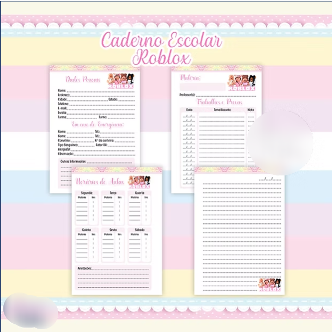 Arquivo Caderno Escolar Roblox Menina  2