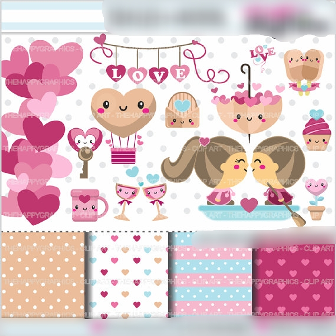 Kit Digital Casal Romantico Cut 1
