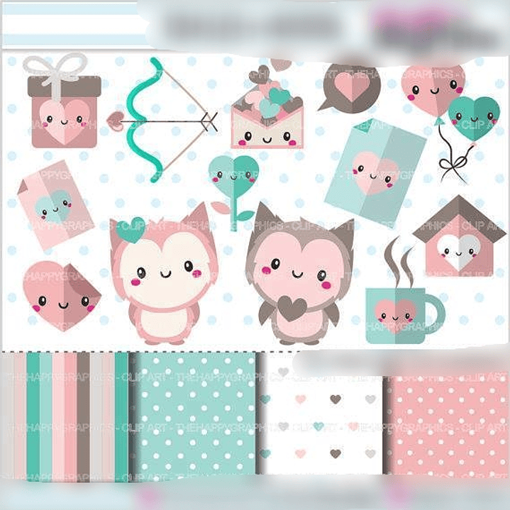 Kit Digital Corujinhas Romanticas  1