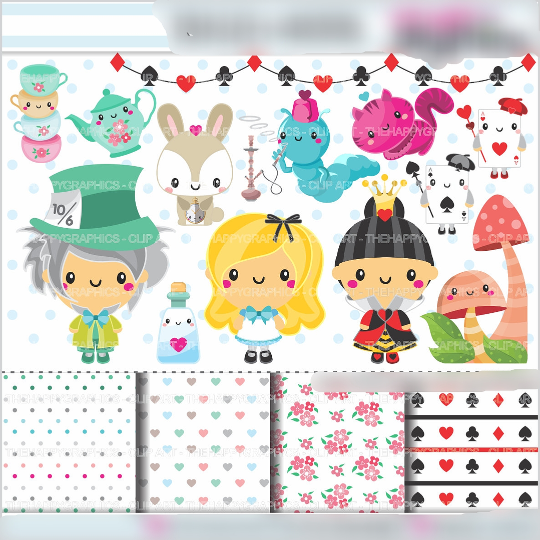 Kit Digital Alice no País das Maravilhas 1