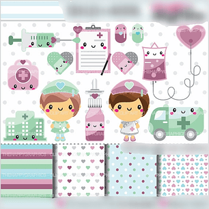 Kit Digital Enfermeiras Fofinhas 