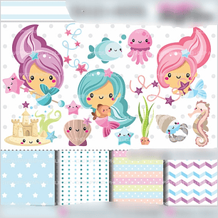 Kit Digital Pequenas Sereias 