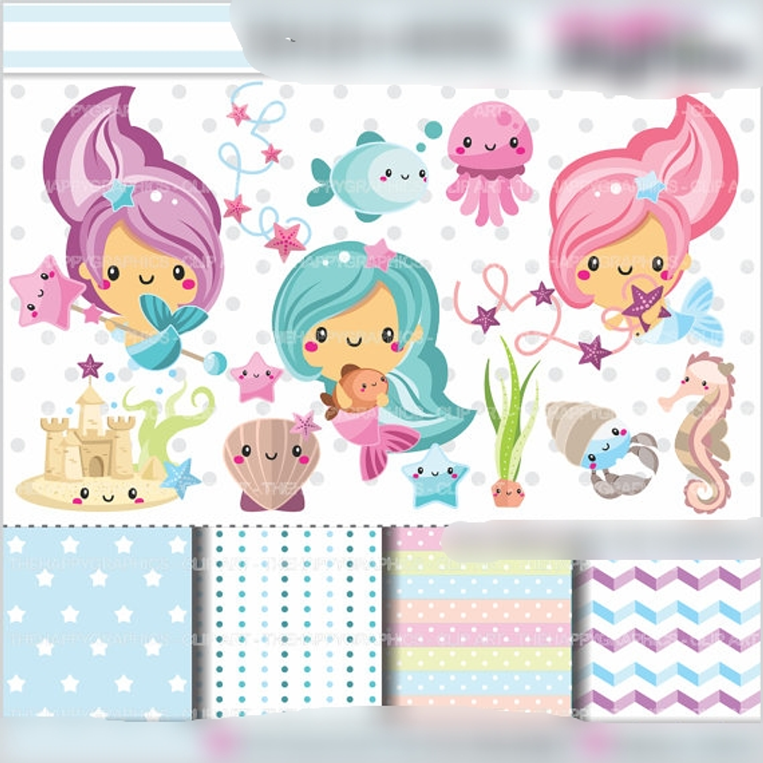 Kit Digital Pequenas Sereias  1