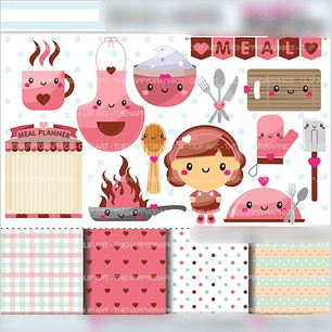 Kit Digital Cozinha Rosa 