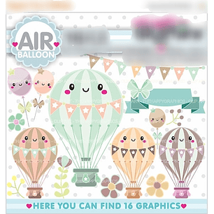 Kit Digital Balões de Ar Quente  Fofinhos 