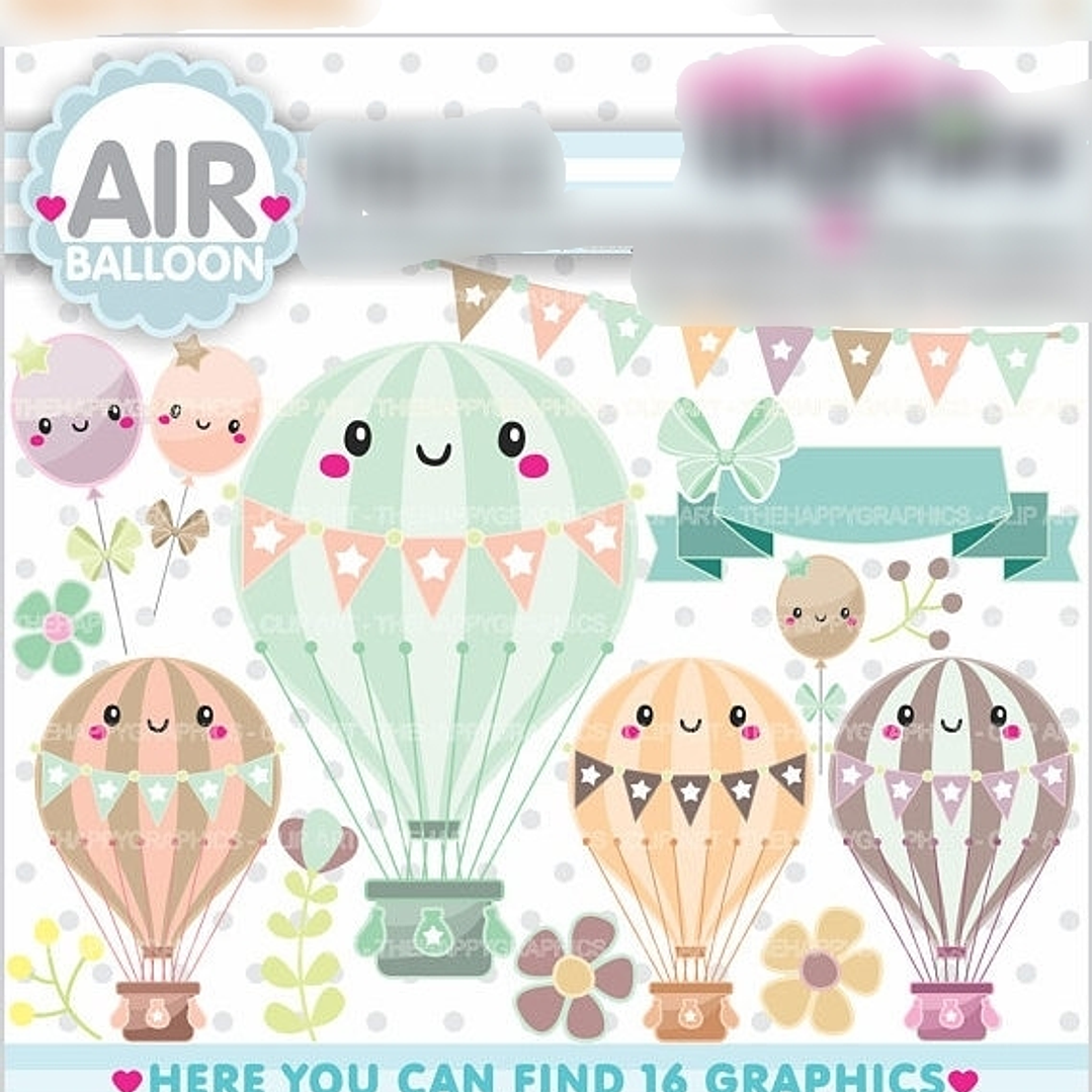 Kit Digital Balões de Ar Quente  Fofinhos  1